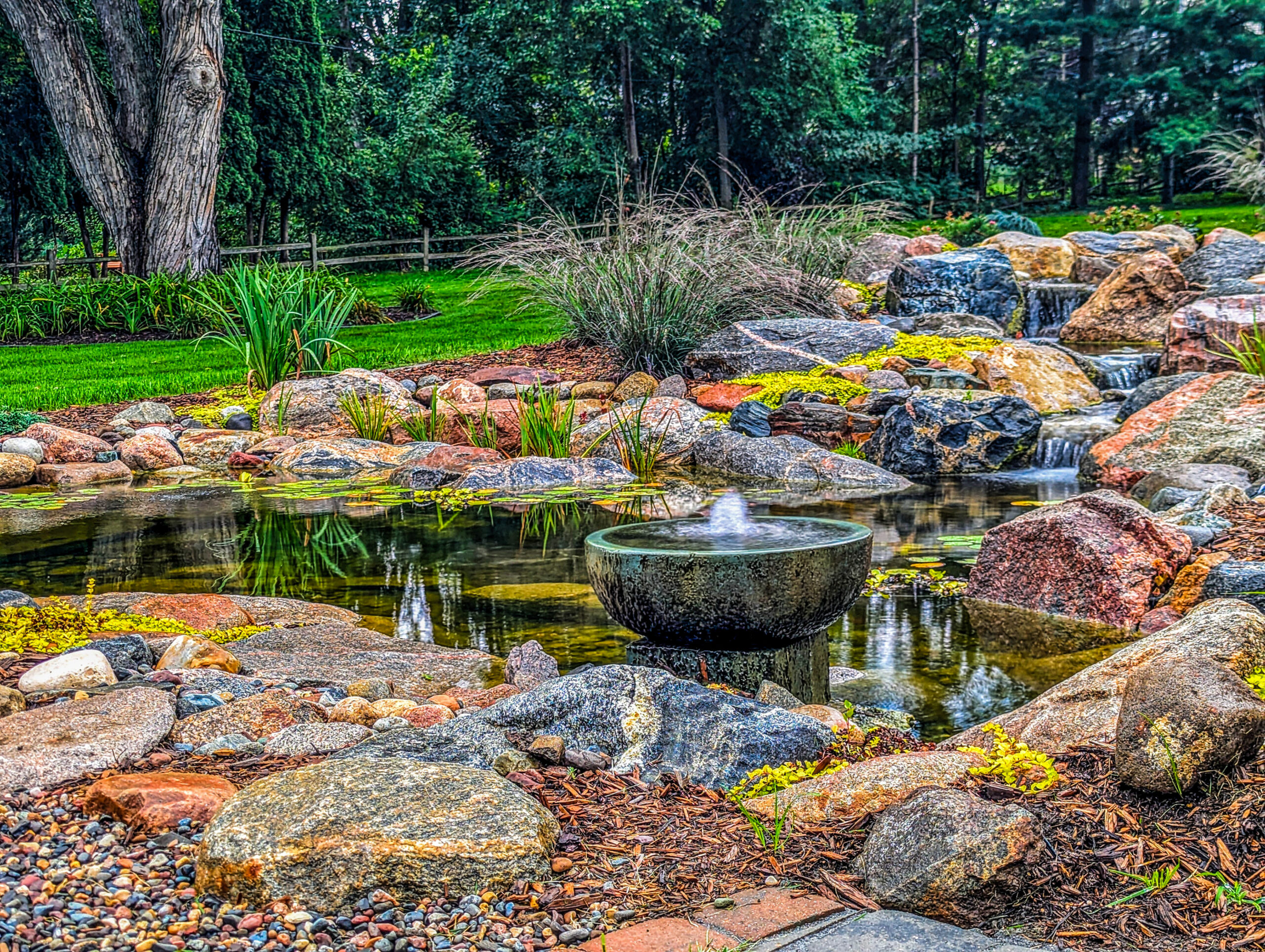 Skilled pond contractor evaluating pond water clarity and structure in Midwest City, OK