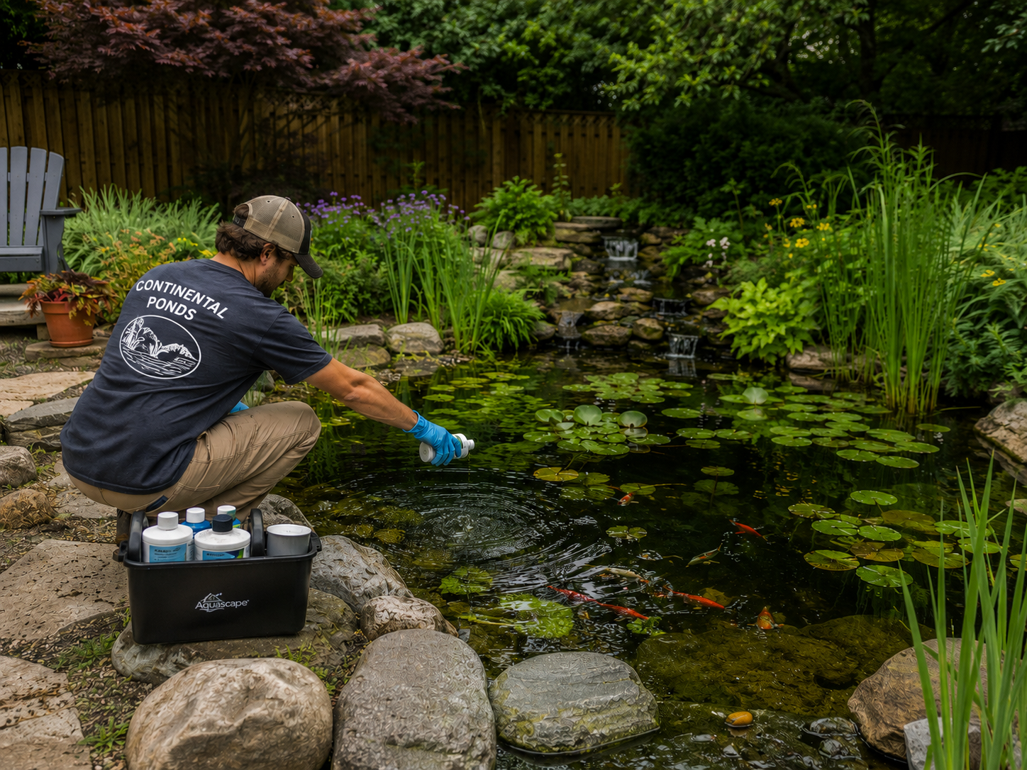 Continental Ponds custom water feature installation in Del City, OK