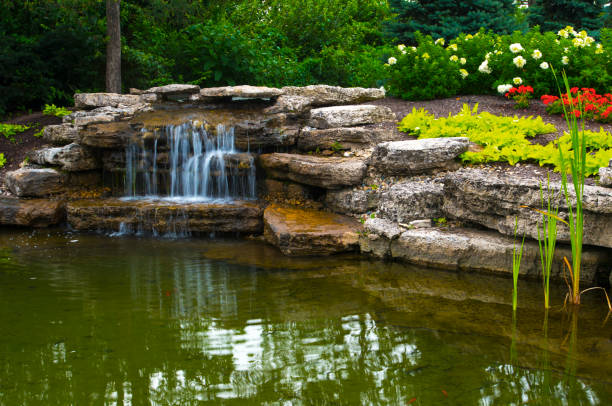 Continental Ponds custom water features in Lexington, OK featuring a large backyard koi pond